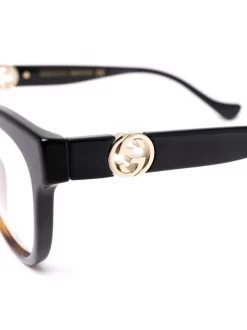 Gucci Eyewear 002 HAVANA BLACK TRANSPARENT Lunettes De Vue à Effet écaille De Tortue Femme -Gucci Eyewear Soldes 2022 17786684 38341798 600