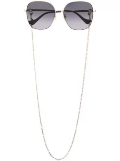 Gucci Eyewear 001 Oro Lunettes De Soleil à Monture Oversize Femme