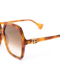 ( Nouvelle Collection ) Gucci Eyewear 003 ORANGE Lunettes De Soleil à Monture Carrée Femme -Gucci Eyewear Soldes 2022 17963714 38370082 600