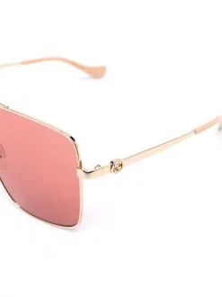 ( Nouvelle Collection ) Gucci Eyewear Lunettes De Soleil Teintées à Monture Carrée 003 GOLD PINK -Gucci Eyewear Soldes 2022 17963716 38371025 600
