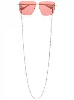 ( Nouvelle Collection ) Gucci Eyewear Lunettes De Soleil Teintées à Monture Carrée 003 GOLD PINK