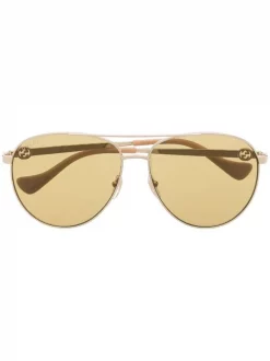 ( Nouvelle Collection ) Gucci Eyewear Lunettes De Soleil Teintées à Monture Aviateur 003 GOLD