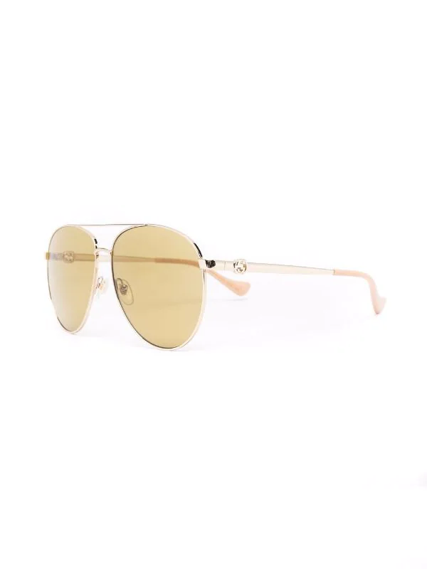 ( Nouvelle Collection ) Gucci Eyewear Lunettes De Soleil Teintées à Monture Aviateur 003 GOLD 2 ( Nouvelle Collection ) Gucci Eyewear Lunettes De Soleil Teintées à Monture Aviateur 003 GOLD – Image 2