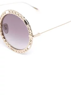 ( Nouvelle Collection ) Gucci Eyewear 002 GOLD GOLD VIOLET Lunettes De Soleil GG1113S à Monture Ronde Femme -Gucci Eyewear Soldes 2022 17963728 38368988 600