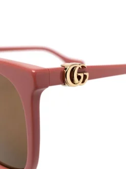 ( Nouvelle Collection ) Gucci Eyewear 004 PINK Lunettes De Soleil GG à Monture Carrée Femme -Gucci Eyewear Soldes 2022 17963738 38298844 600
