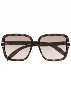 ( Nouvelle Collection ) Gucci Eyewear Lunettes De Soleil à Monture Oversize 002 HAVANA HAVANA BROWN