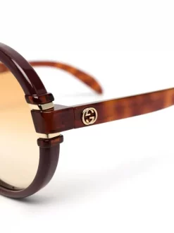 ( Nouvelle Collection ) Gucci Eyewear Lunettes De Soleil à Monture Ronde 004 BROWN -Gucci Eyewear Soldes 2022 17963756 38296746 600