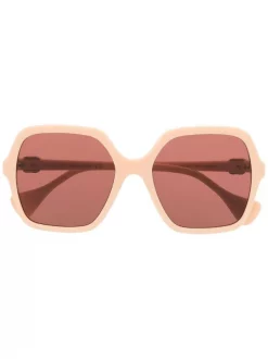 ( Nouvelle Collection ) Gucci Eyewear 004 BEIGE Lunettes De Soleil GG à Monture Oversize Femme