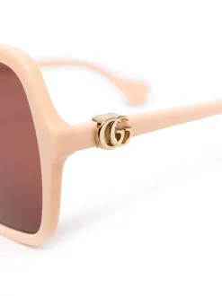 ( Nouvelle Collection ) Gucci Eyewear 004 BEIGE Lunettes De Soleil GG à Monture Oversize Femme -Gucci Eyewear Soldes 2022 17963761 38298631 600