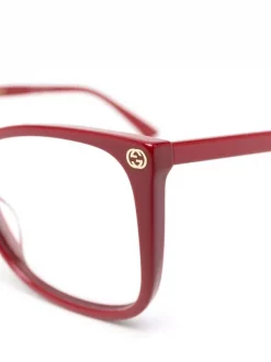 Gucci Eyewear 010 RED Lunettes De Vue à Monture Carrée Femme -Gucci Eyewear Soldes 2022 17964450 38295794 600