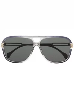 ( Nouvelle Collection ) Gucci Eyewear Lunettes De Soleil à Monture Aviateur 001 GREY GOLD GREY