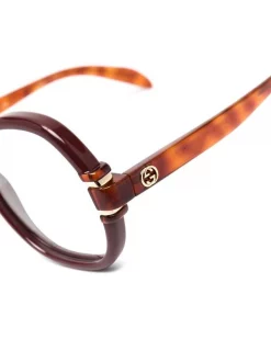 Gucci Eyewear 003 RED Lunettes De Soleil à Monture Ronde Femme -Gucci Eyewear Soldes 2022 17964471 38112756 600