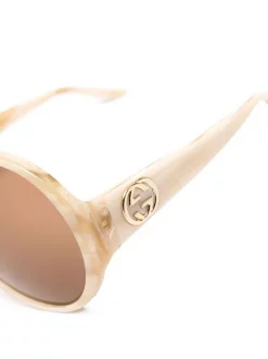 ( Nouvelle Collection ) Gucci Eyewear 006 WHITE Lunettes De Soleil à Monture Ronde Femme -Gucci Eyewear Soldes 2022 17964478 38043893 600