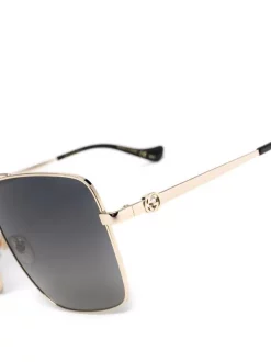 ( Nouvelle Collection ) Gucci Eyewear 001 GOLD Lunettes De Soleil à Monture Carrée Femme -Gucci Eyewear Soldes 2022 17964480 38045238 600