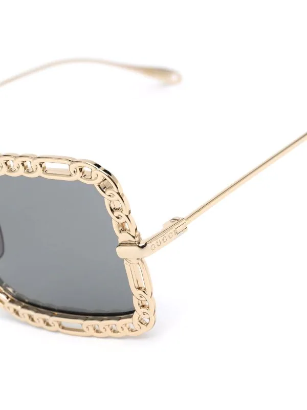 ( Nouvelle Collection ) Gucci Eyewear Lunettes De Soleil à Monture Carrée 001 GOLD GOLD GREY 3 ( Nouvelle Collection ) Gucci Eyewear Lunettes De Soleil à Monture Carrée 001 GOLD GOLD GREY – Image 3