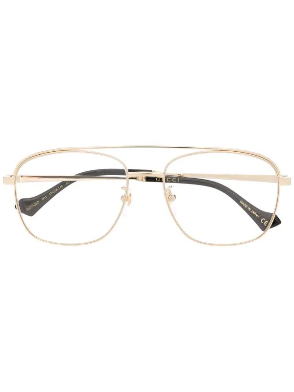 Gucci Eyewear Lunettes De Vue à Monture Aviateur 001 GOLD/BLACK 1 Gucci Eyewear Lunettes De Vue à Monture Aviateur 001 GOLD/BLACK