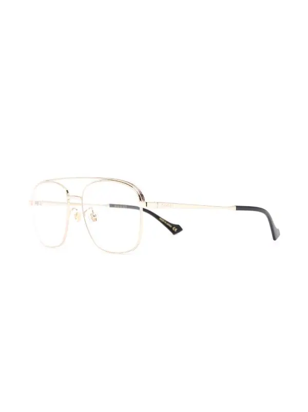 Gucci Eyewear Lunettes De Vue à Monture Aviateur 001 GOLD/BLACK 2 Gucci Eyewear Lunettes De Vue à Monture Aviateur 001 GOLD/BLACK – Image 2