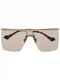 ( Nouvelle Collection ) Gucci Eyewear Lunettes De Soleil à Monture Carrée 002 GOLD GREY