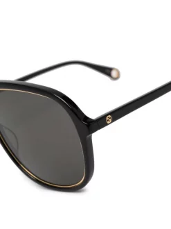 ( Nouvelle Collection ) Gucci Eyewear Lunettes De Soleil à Monture Aviateur 001 BLACK -Gucci Eyewear Soldes 2022 17965568 38045322 600