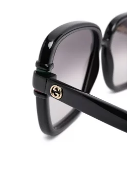 ( Nouvelle Collection ) Gucci Eyewear 001 BLACK BLACK GREY Lunettes De Soleil GG à Monture Carrée Oversize Femme -Gucci Eyewear Soldes 2022 17965771 38191616 600