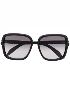 ( Nouvelle Collection ) Gucci Eyewear 001 BLACK BLACK GREY Lunettes De Soleil GG à Monture Carrée Oversize Femme