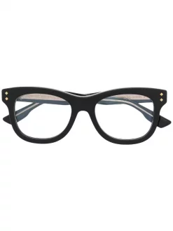 ( Nouvelle Collection ) Gucci Eyewear 001 BLACK BLACK TRANSPARENT Lunettes De Vue à Monture épaisse Femme