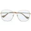 ( Nouvelle Collection ) Gucci Eyewear Lunettes De Soleil Teintées à Monture Carrée 004 GOLD GOLD LIGHT BLUE