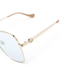 ( Nouvelle Collection ) Gucci Eyewear Lunettes De Soleil Teintées à Monture Carrée 004 GOLD GOLD LIGHT BLUE -Gucci Eyewear Soldes 2022 17972394 39237507 600