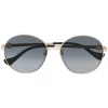 ( Nouvelle Collection ) Gucci Eyewear Lunettes De Soleil Tintées à Monture Ronde 001 GOLD GOLD GREY