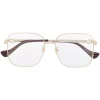 Gucci Eyewear 002 GOLD GOLD TRANSPARENT Lunettes De Vue à Monture Carrée Femme
