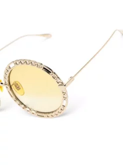 ( Nouvelle Collection ) Gucci Eyewear Lunettes De Soleil à Monture Ronde 001 GOLD GOLD YELLOW -Gucci Eyewear Soldes 2022 18021828 38573174 600