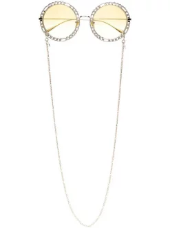 ( Nouvelle Collection ) Gucci Eyewear Lunettes De Soleil Ă Monture Ronde 001 GOLD GOLD YELLOW