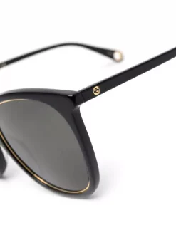 ( Nouvelle Collection ) Gucci Eyewear 001 BLACK BLACK Lunettes De Soleil à Monture Ronde Femme -Gucci Eyewear Soldes 2022 18024005 38574050 600
