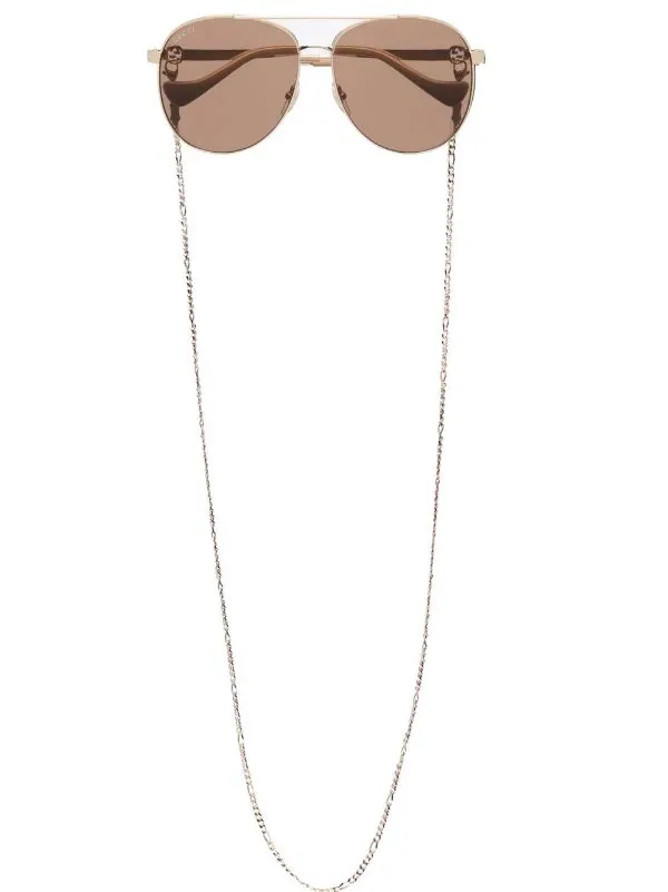 ( Nouvelle Collection ) Gucci Eyewear 004 GOLD GOLD BROWN Lunettes De Soleil à Monture Aviateur Femme 1 ( Nouvelle Collection ) Gucci Eyewear 004 GOLD GOLD BROWN Lunettes De Soleil à Monture Aviateur Femme