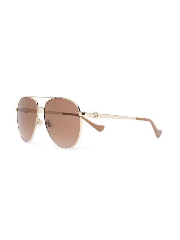 ( Nouvelle Collection ) Gucci Eyewear 004 GOLD GOLD BROWN Lunettes De Soleil à Monture Aviateur Femme 2 ( Nouvelle Collection ) Gucci Eyewear 004 GOLD GOLD BROWN Lunettes De Soleil à Monture Aviateur Femme – Image 2