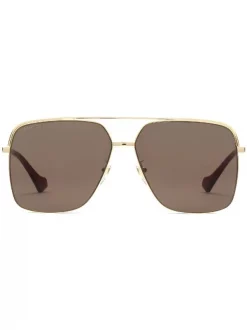 ( Nouvelle Collection ) Gucci Eyewear 8023 Gold Lunettes De Soleil Ă Monture Aviateur Homme