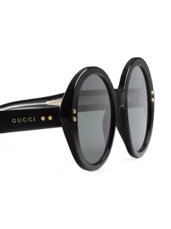 ( Nouvelle Collection ) Gucci Eyewear 1012 BLACK Lunettes De Soleil à Monture Ronde Femme -Gucci Eyewear Soldes 2022 18030391 38363309 600