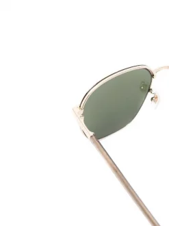( Nouvelle Collection ) Gucci Eyewear Lunettes De Soleil à Monture Ronde 003 GOLD GOLD GREEN -Gucci Eyewear Soldes 2022 18041354 38301916 600