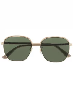 ( Nouvelle Collection ) Gucci Eyewear Lunettes De Soleil Ă Monture Ronde 003 GOLD GOLD GREEN