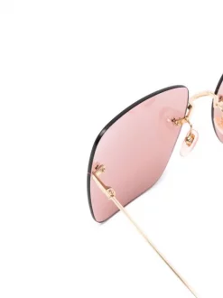 ( Nouvelle Collection ) Gucci Eyewear 8060 GOLD GOLD RED Lunettes De Soleil à Monture Carrée Femme -Gucci Eyewear Soldes 2022 18082394 38298740 600
