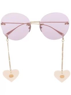 ( Nouvelle Collection ) Gucci Eyewear Lunettes De Soleil Ă Monture Ronde 8052 GOLD GOLD PINK