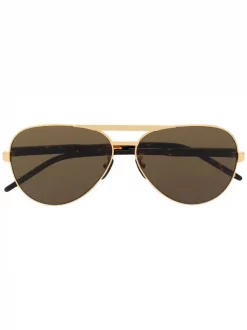 ( Nouvelle Collection ) Gucci Eyewear Lunettes De Soleil à Monture Aviateur 8023 Gold HAVANA BROWN