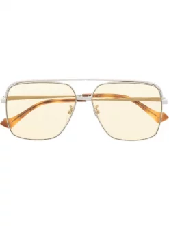 Gucci Eyewear Soldes 2022 2 ( Nouvelle Collection ) Gucci Eyewear Lunettes De Soleil à Monture Aviateur 004 SILVER
