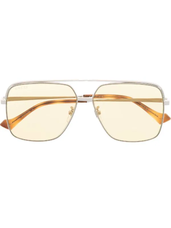 ( Nouvelle Collection ) Gucci Eyewear Lunettes De Soleil à Monture Aviateur 004 SILVER 1 ( Nouvelle Collection ) Gucci Eyewear Lunettes De Soleil à Monture Aviateur 004 SILVER