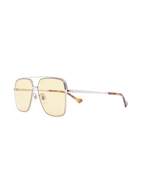 ( Nouvelle Collection ) Gucci Eyewear Lunettes De Soleil à Monture Aviateur 004 SILVER 2 ( Nouvelle Collection ) Gucci Eyewear Lunettes De Soleil à Monture Aviateur 004 SILVER – Image 2