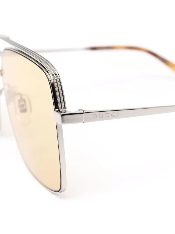 ( Nouvelle Collection ) Gucci Eyewear Lunettes De Soleil à Monture Aviateur 004 SILVER 3 ( Nouvelle Collection ) Gucci Eyewear Lunettes De Soleil à Monture Aviateur 004 SILVER – Image 3