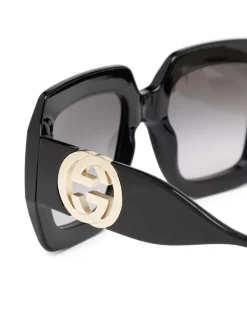( Nouvelle Collection ) Gucci Eyewear Lunettes De Soleil Chain à Monture Carrée Oversize Black-black-grey -Gucci Eyewear Soldes 2022 18125860 38790951 600