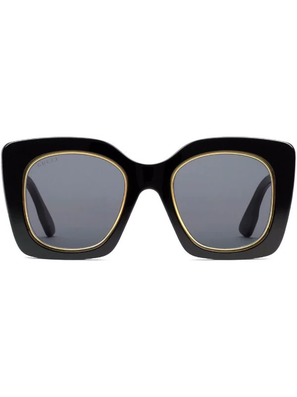 Gucci Eyewear Lunettes De Soleil à Monture Carrée Oversize 1012 BLACK 1 Gucci Eyewear Lunettes De Soleil à Monture Carrée Oversize 1012 BLACK