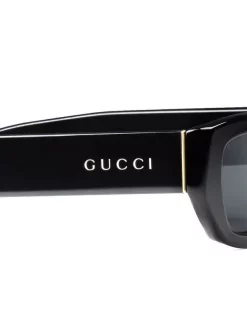 ( Nouvelle Collection ) Gucci Eyewear 1012 BLACK Lunettes De Soleil à Monture Rectangulaire Femme -Gucci Eyewear Soldes 2022 18148467 38562211 600