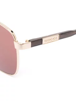 ( Nouvelle Collection ) Gucci Eyewear Lunettes De Soleil à Monture Aviateur 8023 BROWN BROWN GOLD -Gucci Eyewear Soldes 2022 18176606 38805195 600